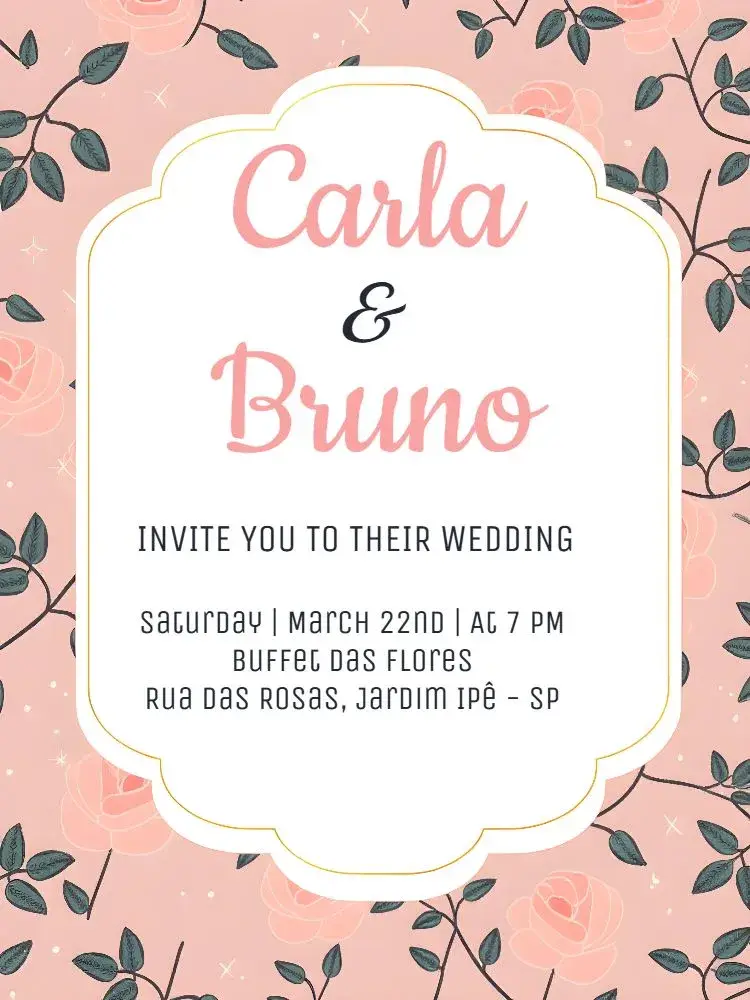 Pink Floral Wedding invitation