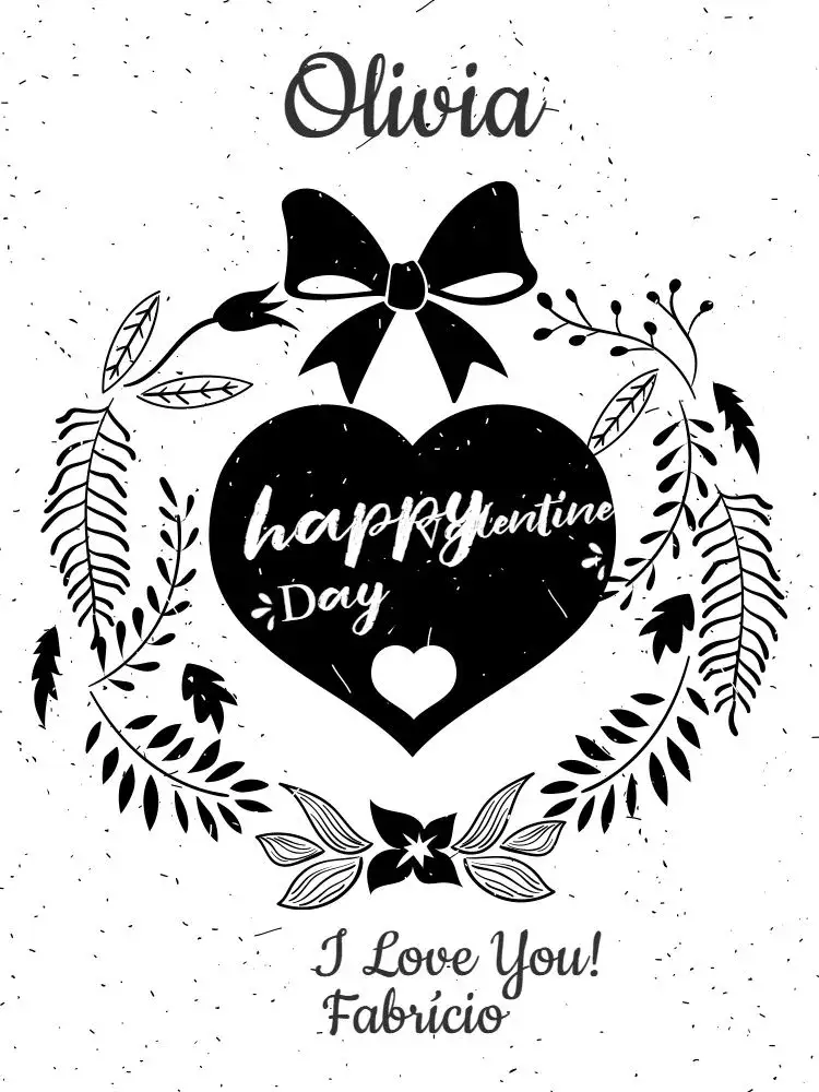 Invitation Valentine's Day Card To Print Rustic Black And White – Card theme black and white, rustic, romantic, minimalist, natural