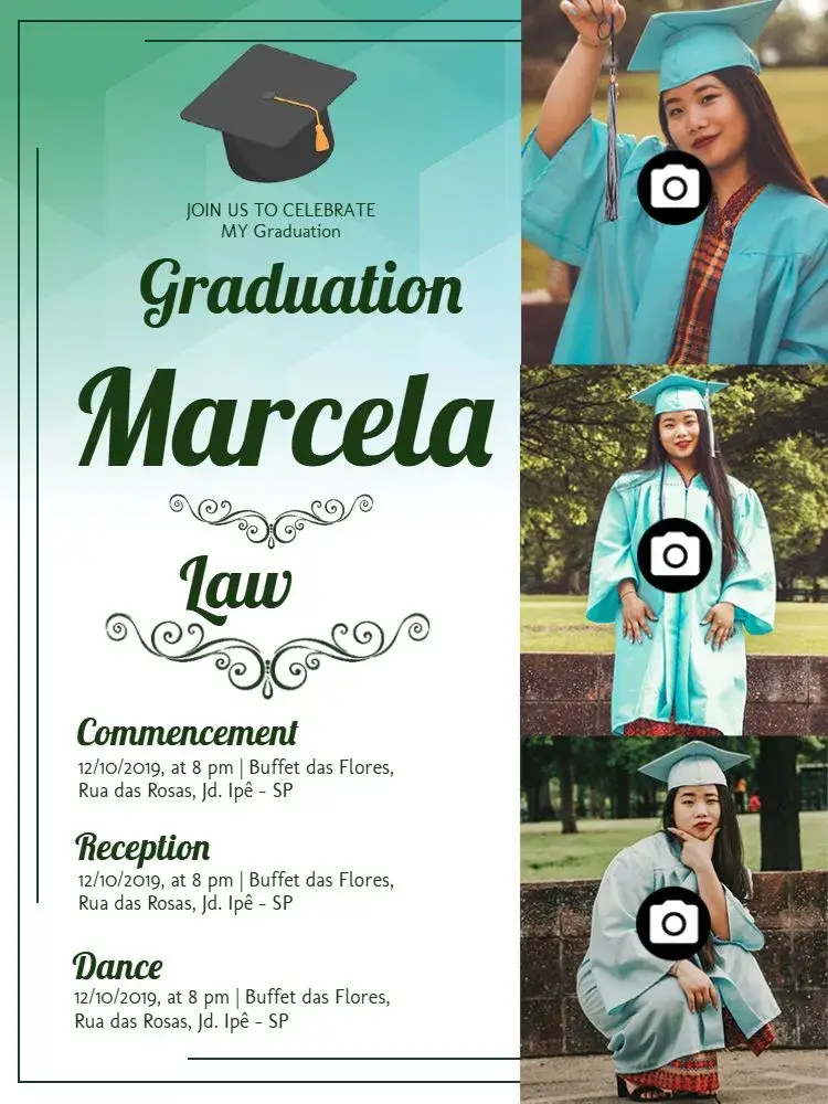 Law Graduation With Green Photos Invitation