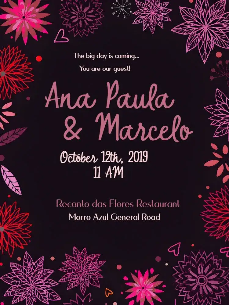 Invitation Colorful Red Floral Wedding – Wedding theme floral, colorful, romantic, vibrant, modern