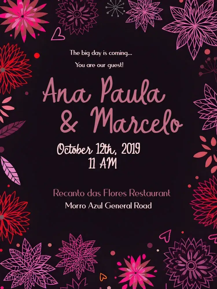 Colorful Red Floral Wedding invitation