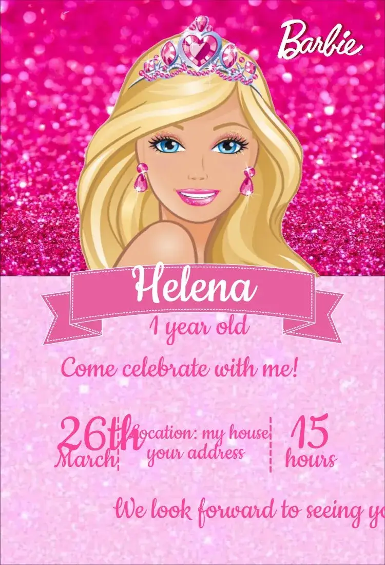 Invite Barbie 1 editable and customizable