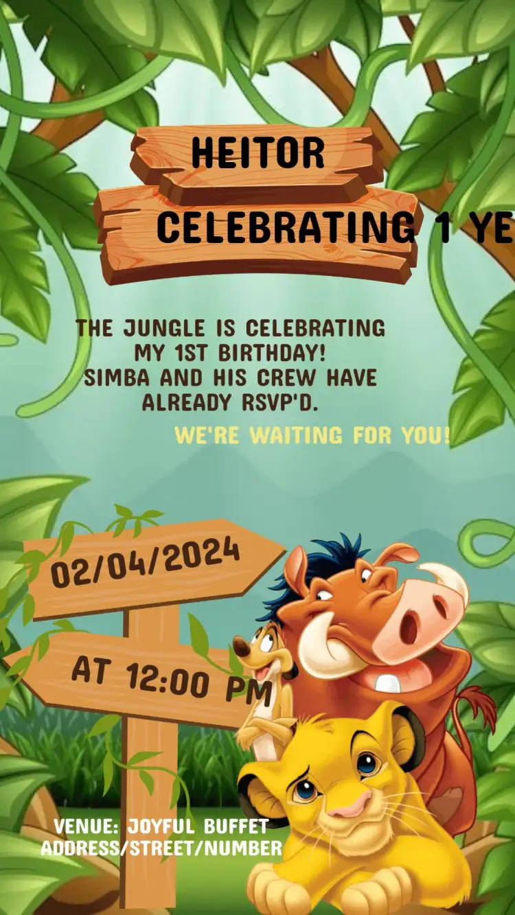 Lion King Birthday Invitation