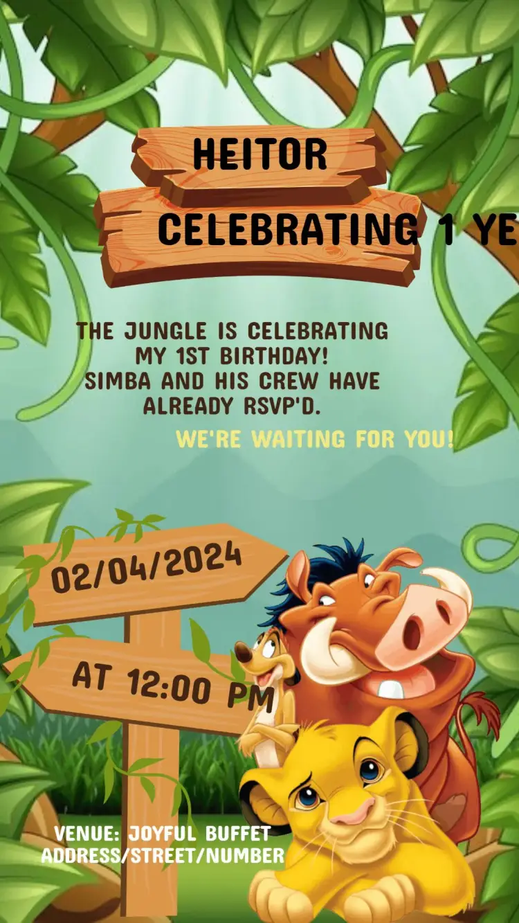 Lion King Birthday Invitation