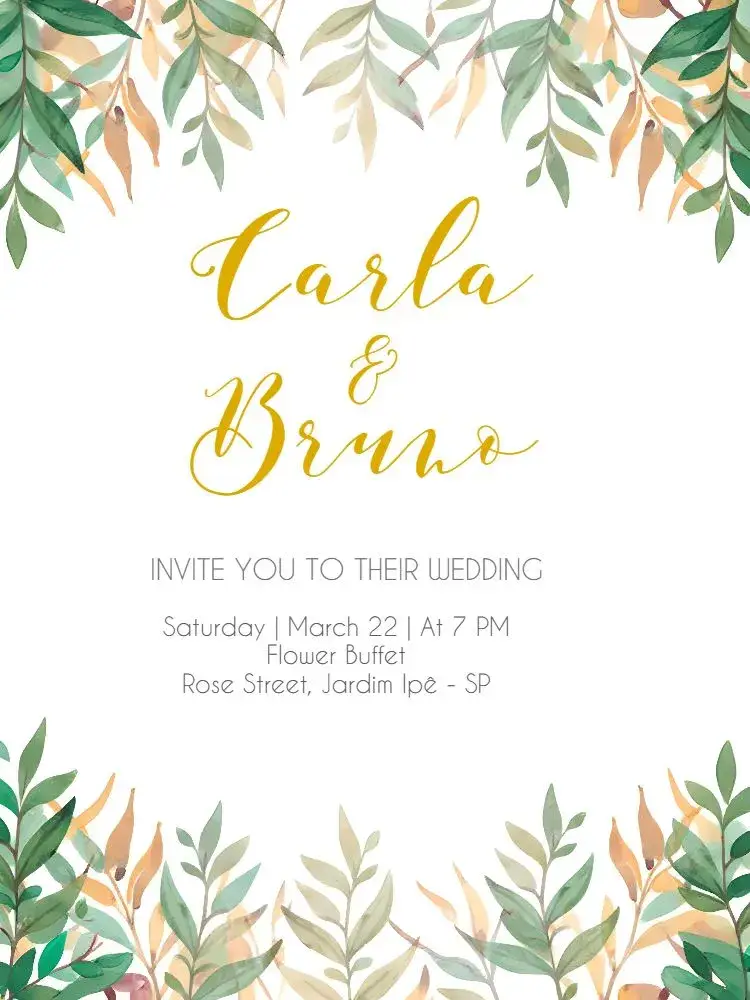 Wedding Foliage - Green White invitation
