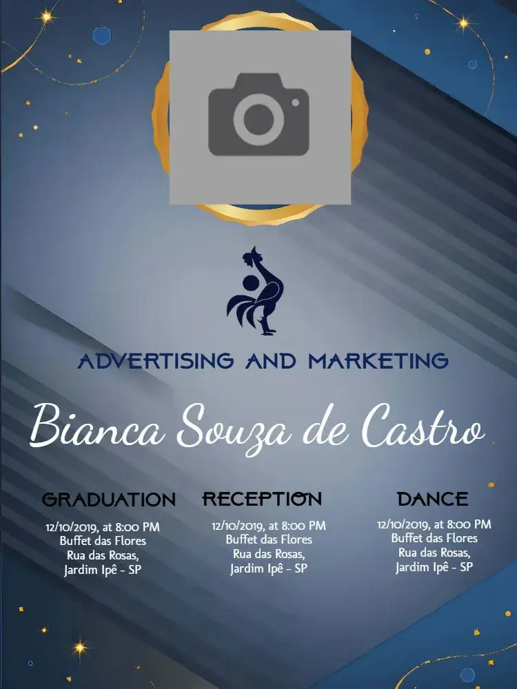 Graduation Advertising And Publicity With Golden Photo invitation