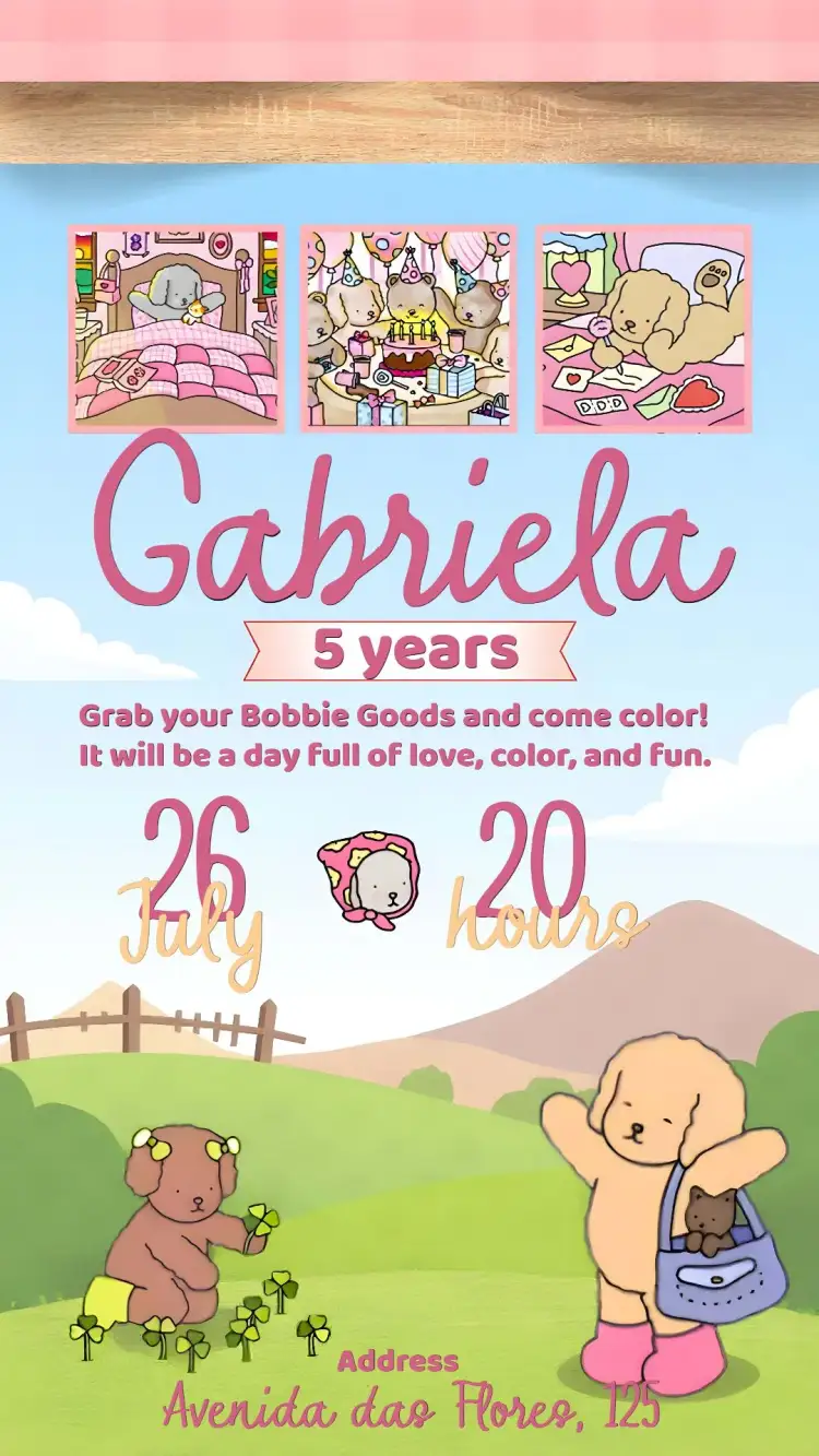 Invitation Bobbie Goods Boobie – Kids' Birthday Party theme pink, colorful, playful, childish, funny, modern