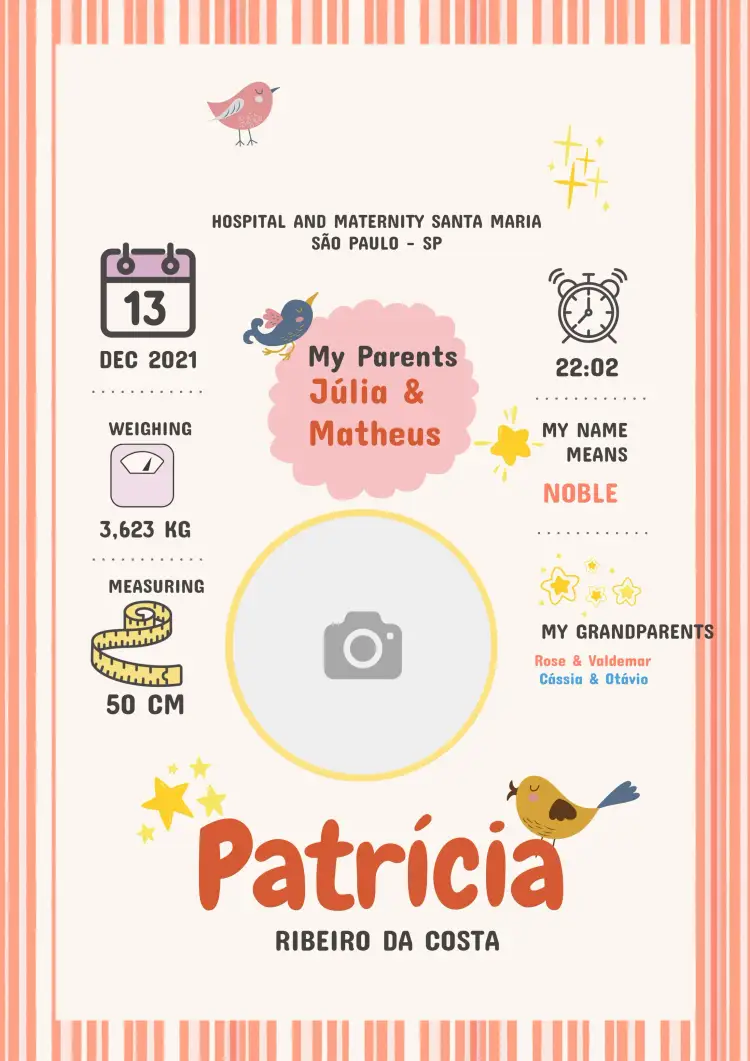 Invitation Baby Birth Frame Boy – Diaper Shower theme boho, delicate, playful, colorful, modern