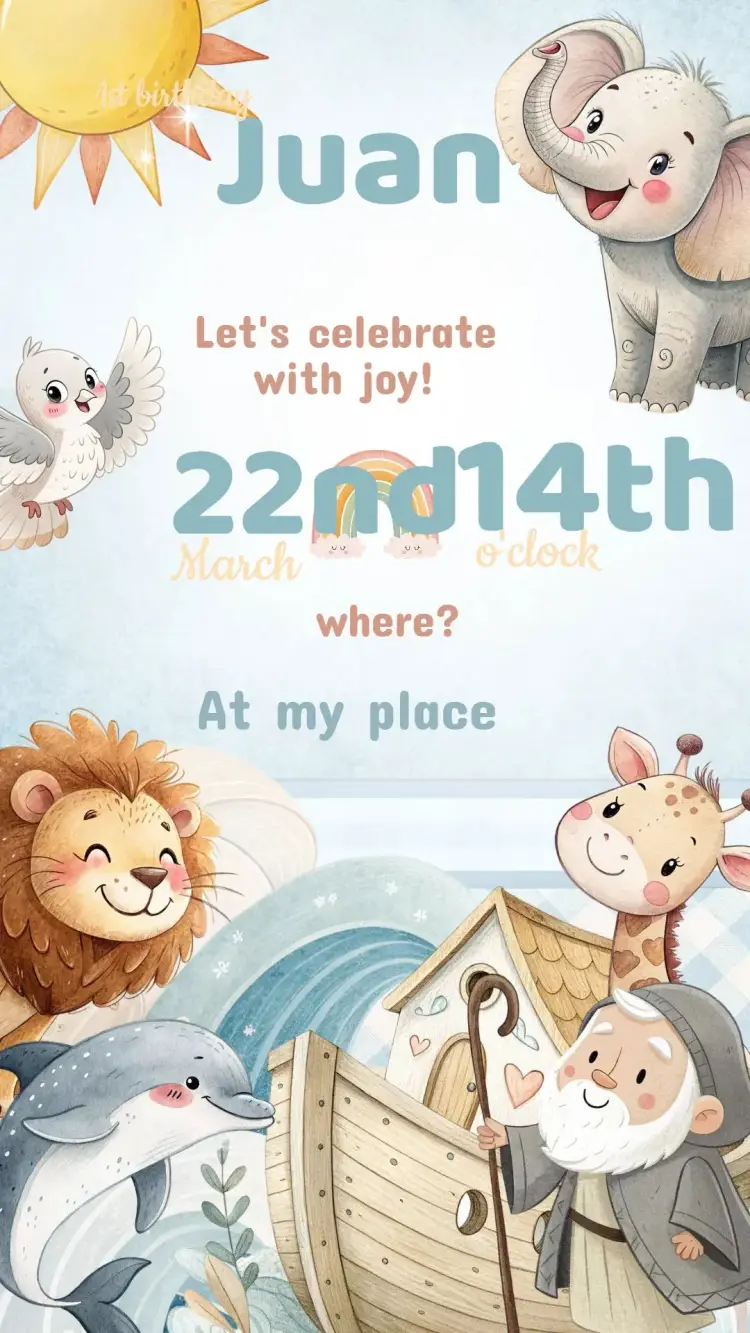 Noah's Ark Birthday Invitation