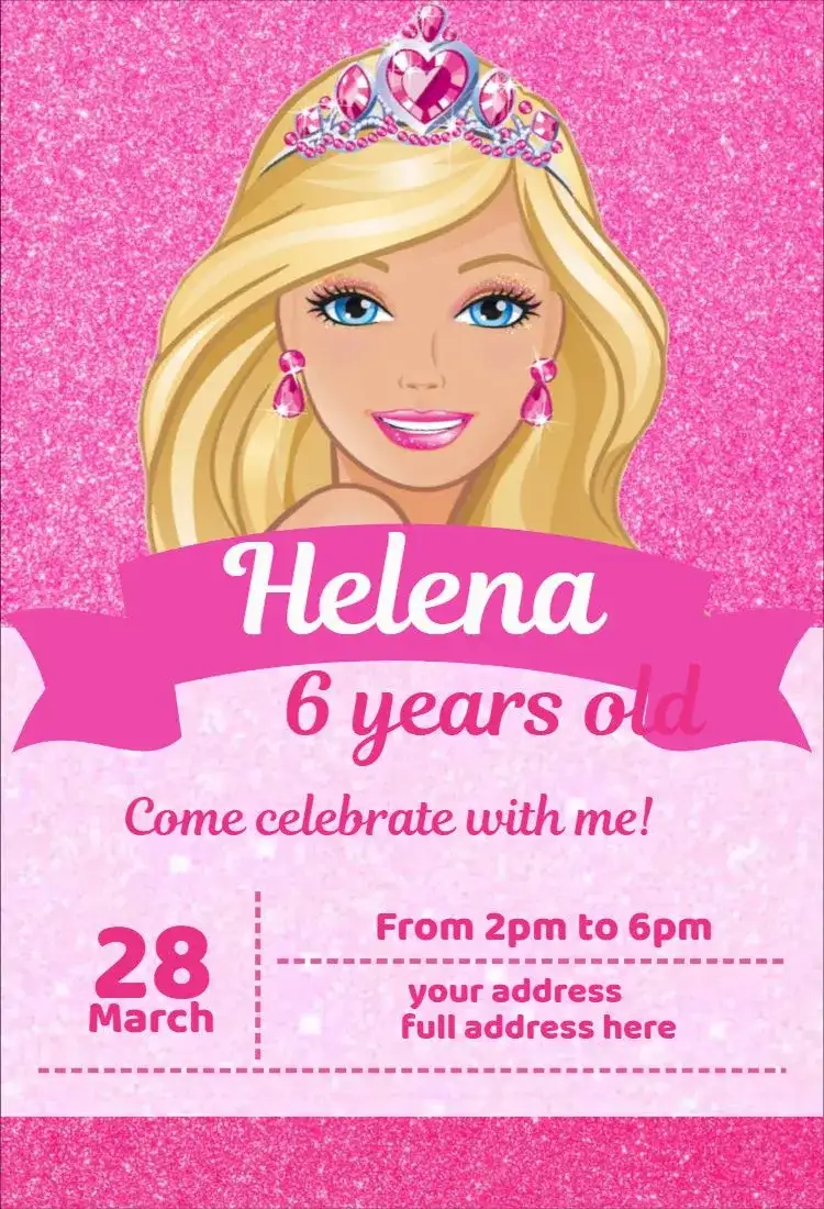 Barbie Glitter 2 Invitation