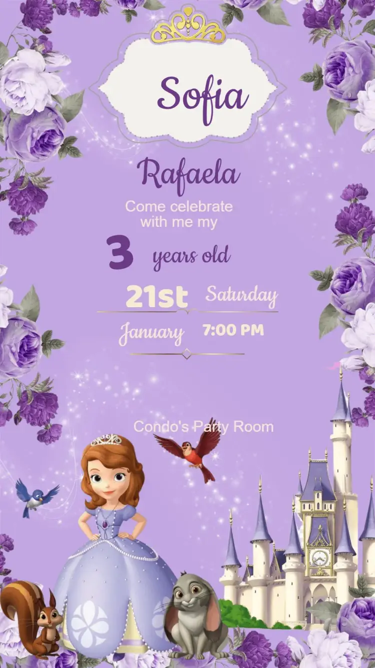 Princess Sofia Birthday Invitation