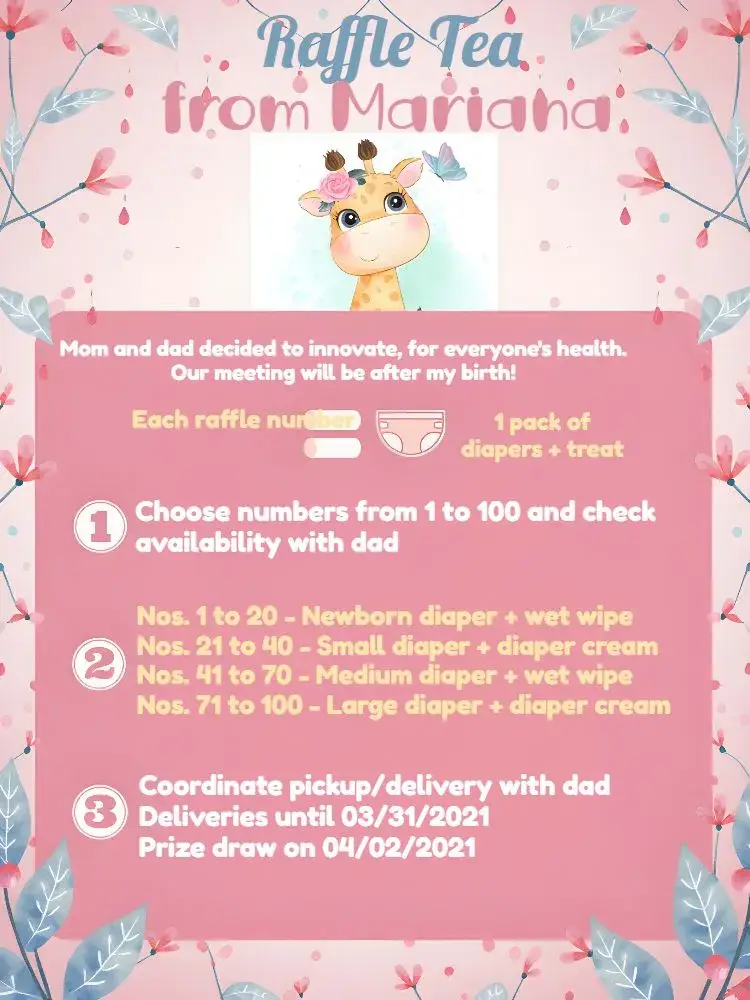 Red Giraffe Raffle Tea invitation