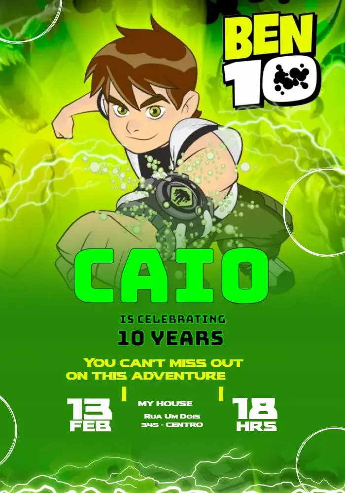 Ben10 Green invitation