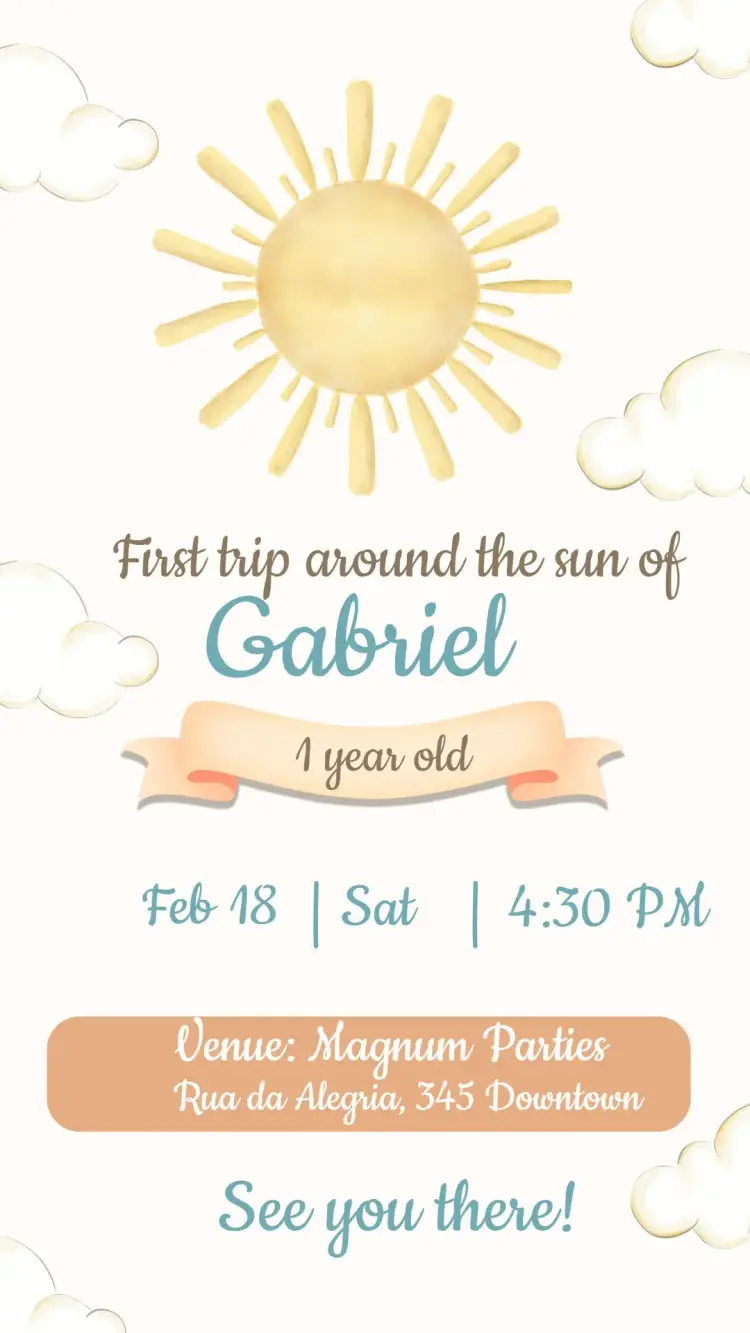 Invite First Trip Around the Sun Girl editable and customizable