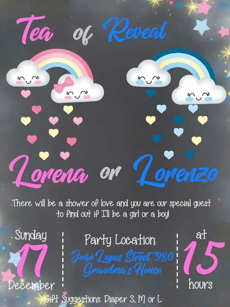 Rain of Love Baby Shower Gender Reveal invitation