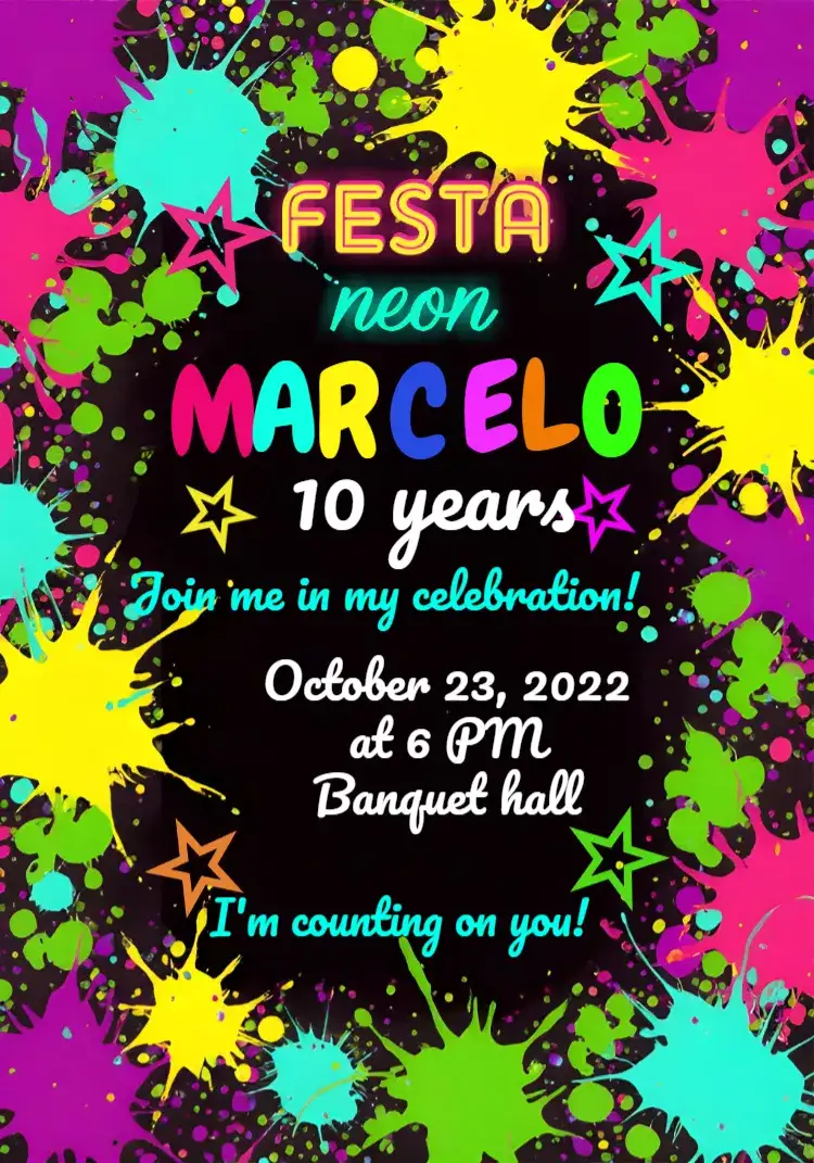 Invitation Neon Party Night Little Party – Most searched for theme neon, colorful, modern, festive, fun, vibrant