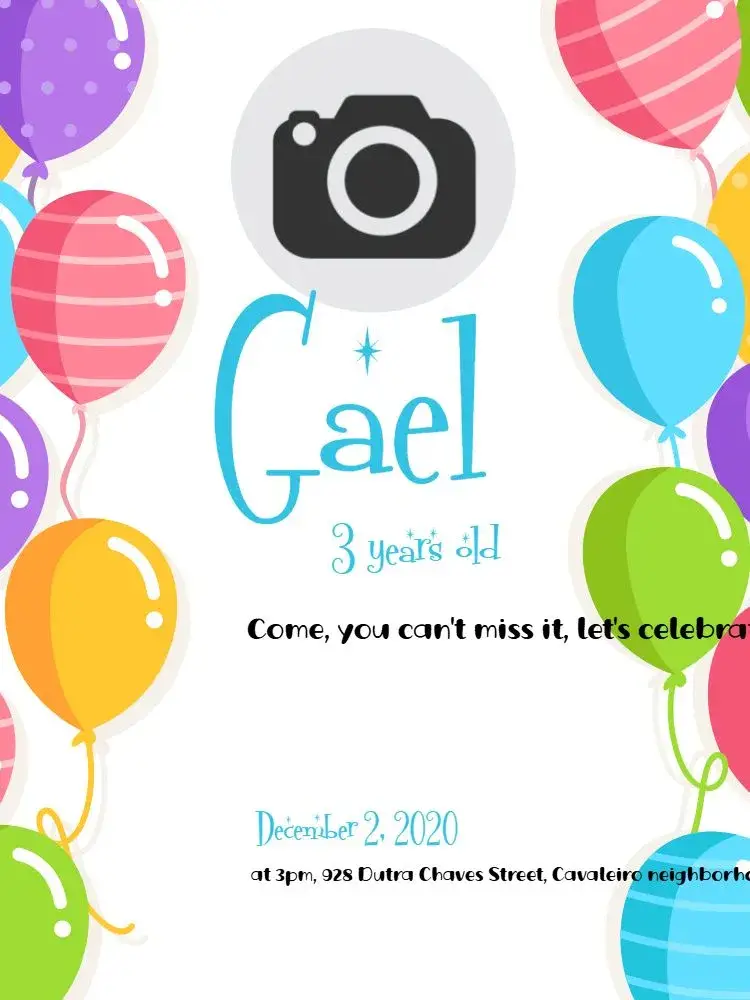 Digital Balloons invitation