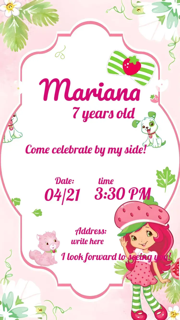 Strawberry Girl invitation