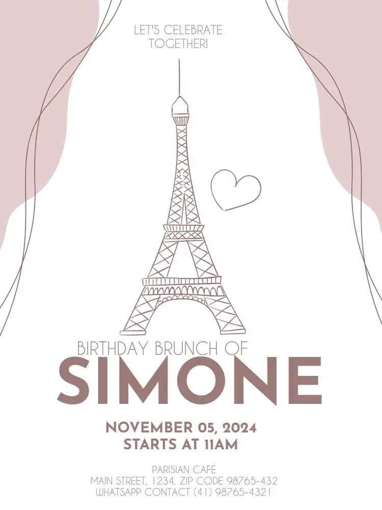 Romantic Parisian Female Adult Celebration invitation