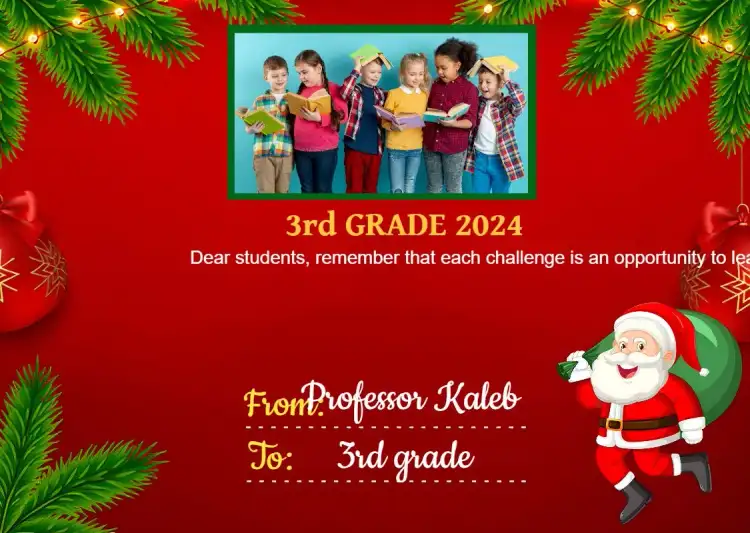 Farewell Card Students With Christmas Photo