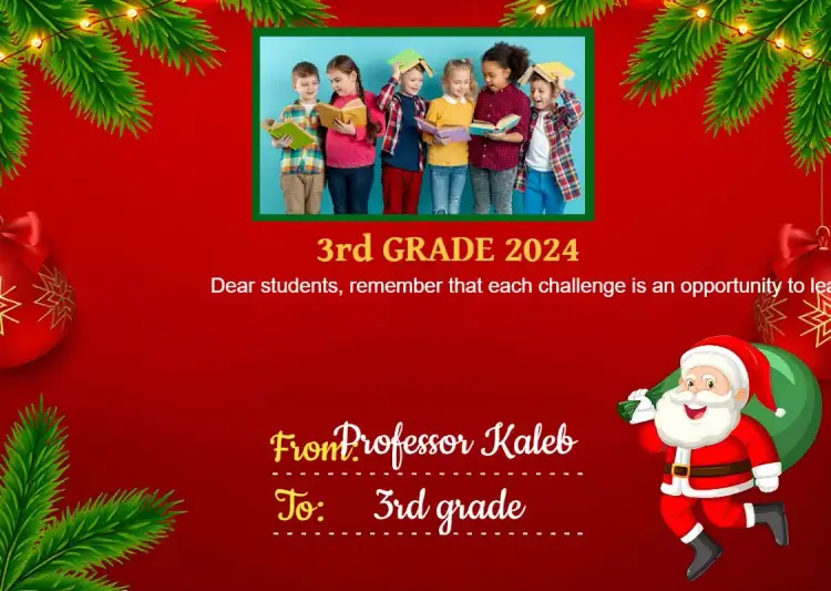 Invitation Farewell Card Students With Christmas Photo – Commemorative Dates theme red, white, green, festive, cheerful, school