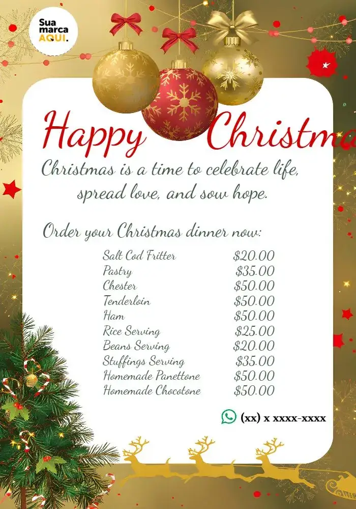 Invitation Special Red Christmas Menu – Commemorative Dates theme red, green, golden, festive, elegant, Christmas-themed