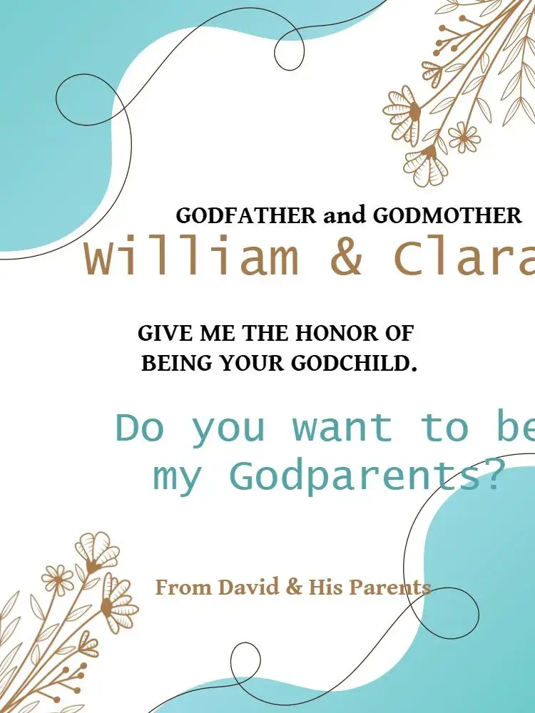 For Delicate Baby Boy Baptism Godparents invitation