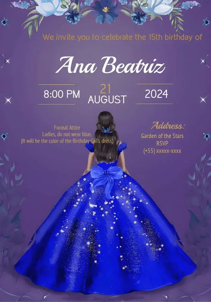 Invite 15th Floral Debutante editable and customizable