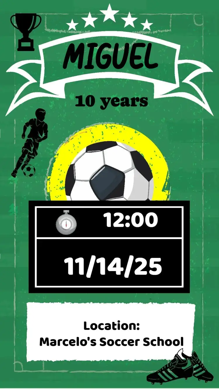 Invitation Soccer – Birthday theme sporty, colorful, vibrant, fun-filled, youthful, modern