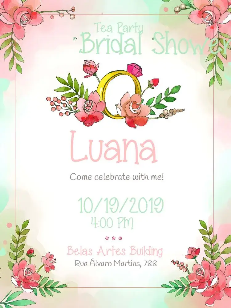 Invitation Bridal Shower with Friends – Bridal Shower theme floral, pink, delicate, modern, cheerful