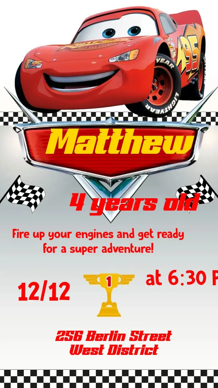 Disney Cars invitation