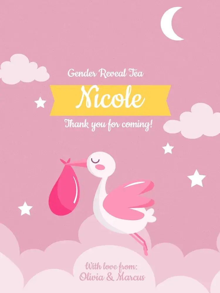 Thank You Card Baby Shower Pink Gender Reveal invitation