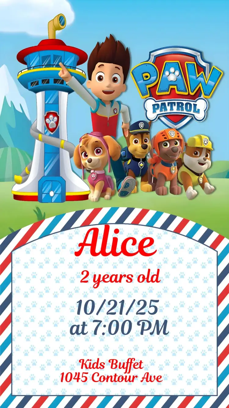 Paw Patrol invitation