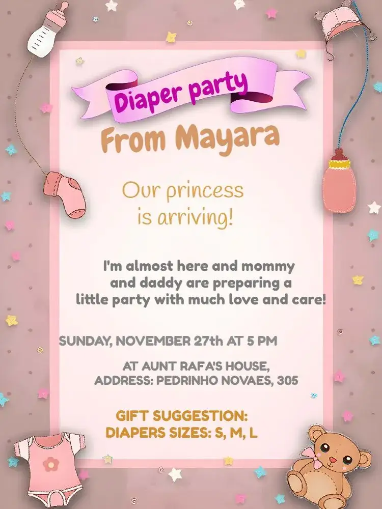 Invitation Baby Shower Little Bear – Diaper Shower theme soft blue, teddy bears, fun, delicate, modern, childlike