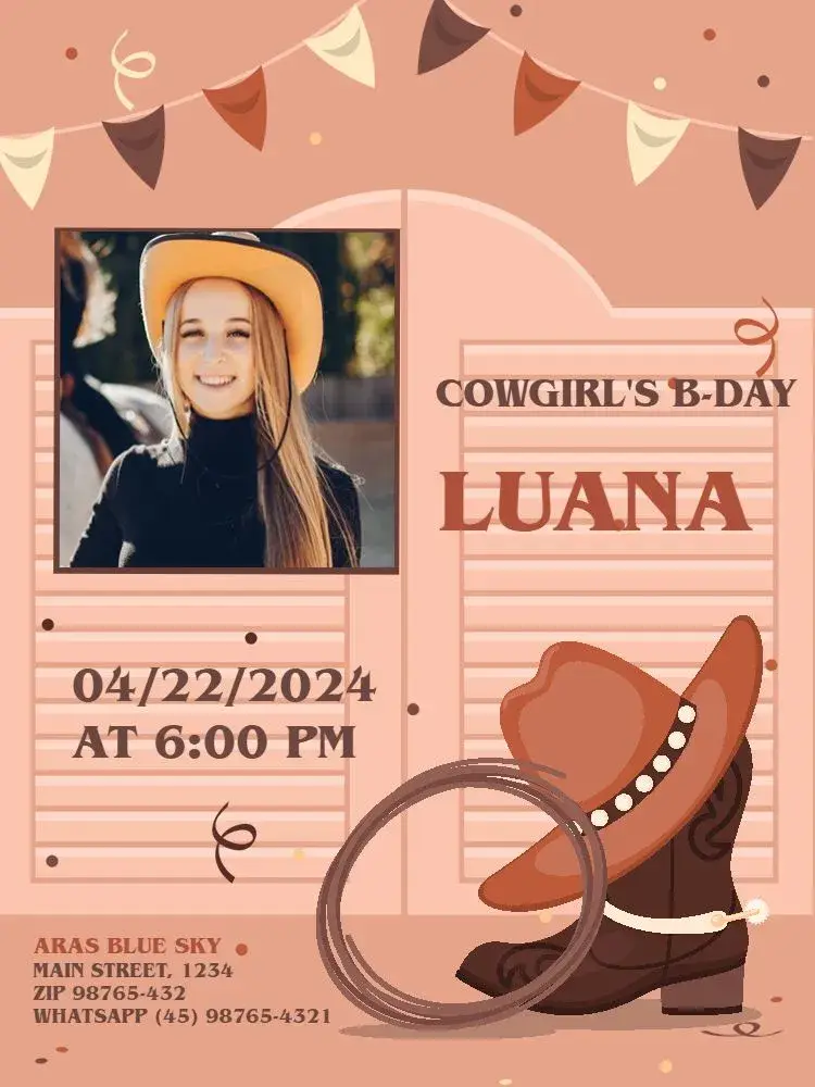 Cowgirl With Pink Boots Photo invitation