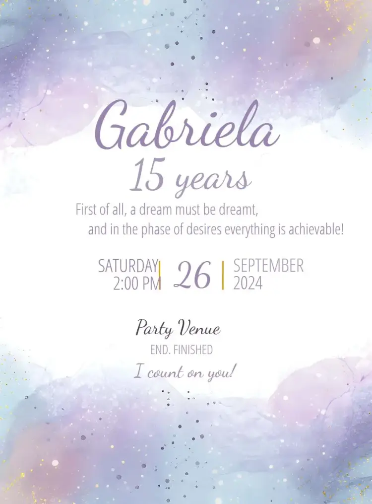 Invite 15 Purple Glitter editable and customizable