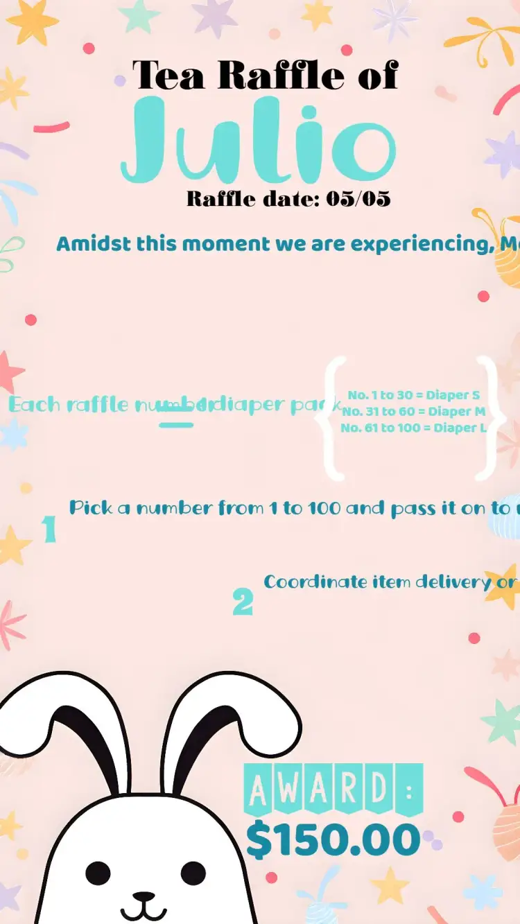 Invitation Tea Raffle Bunny Tea – Raffle Tea theme blue, white, yellow, bunny, safari, animals