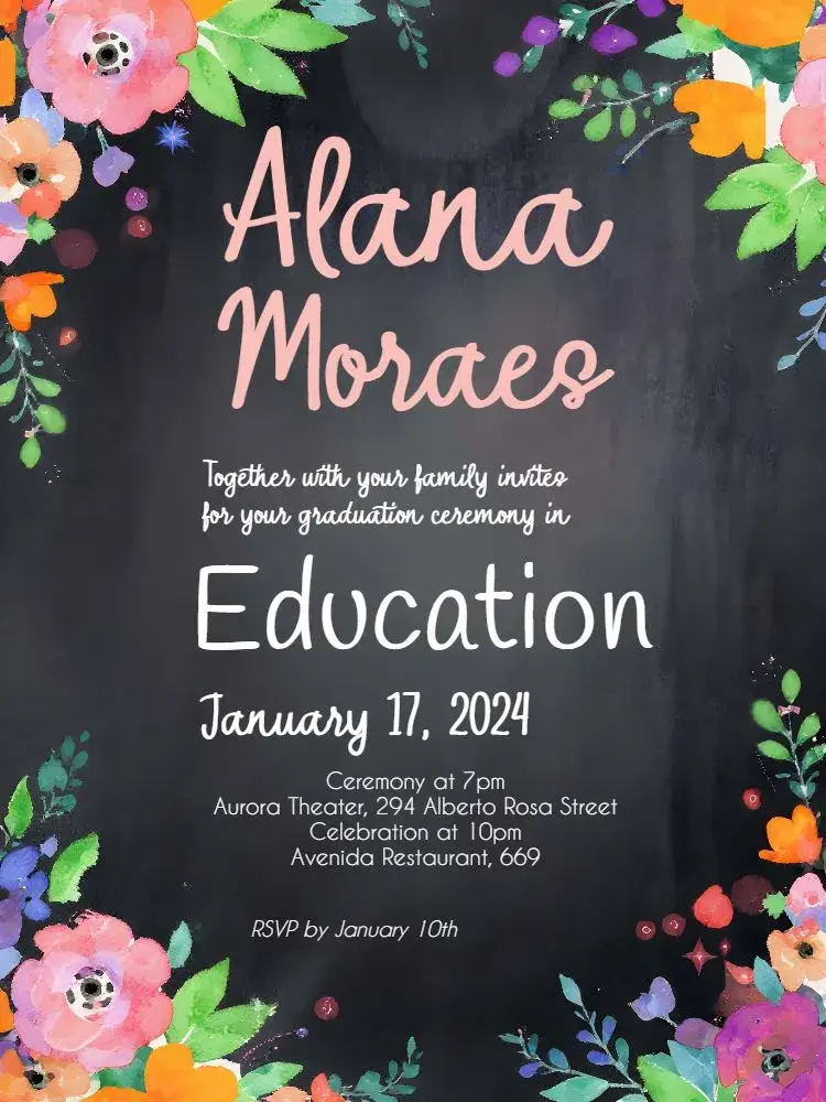 Invite Chalkboard Graduation Graduates Chalk editable and customizable