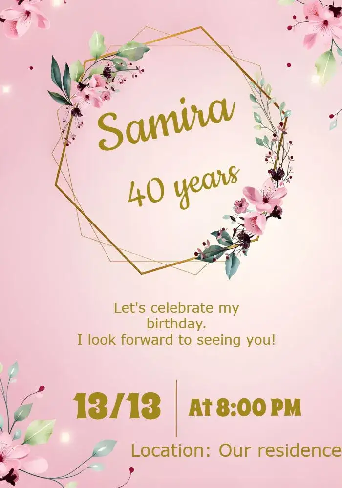 Invitation Floral Years – Birthday theme floral, colorful, vintage, modern, cheerful, elegant