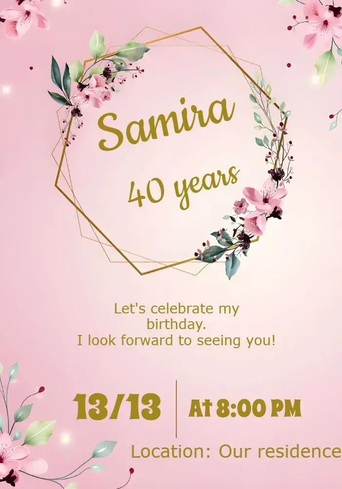 Invite Floral Years editable and customizable