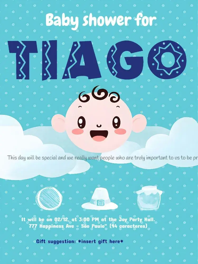 Blue Baby Shower - Boy Diapers invitation