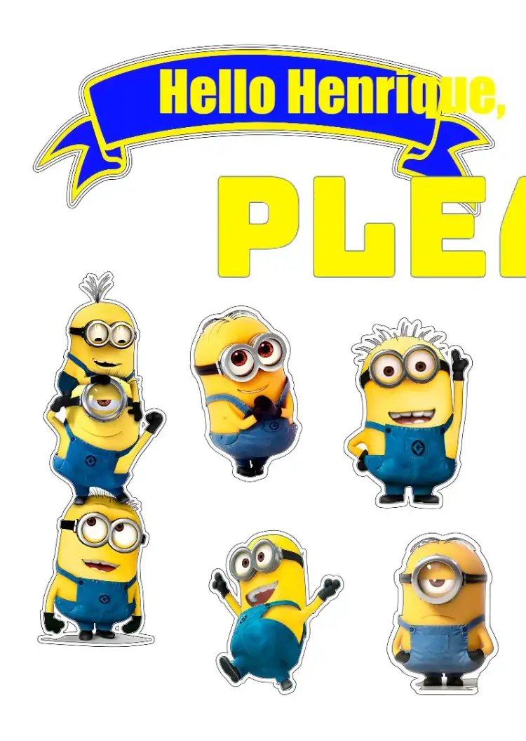 Invitation Evil Minions Cake Topper – Cake topper theme fun, colorful, childish, animated illustrations, movie-themed, modern