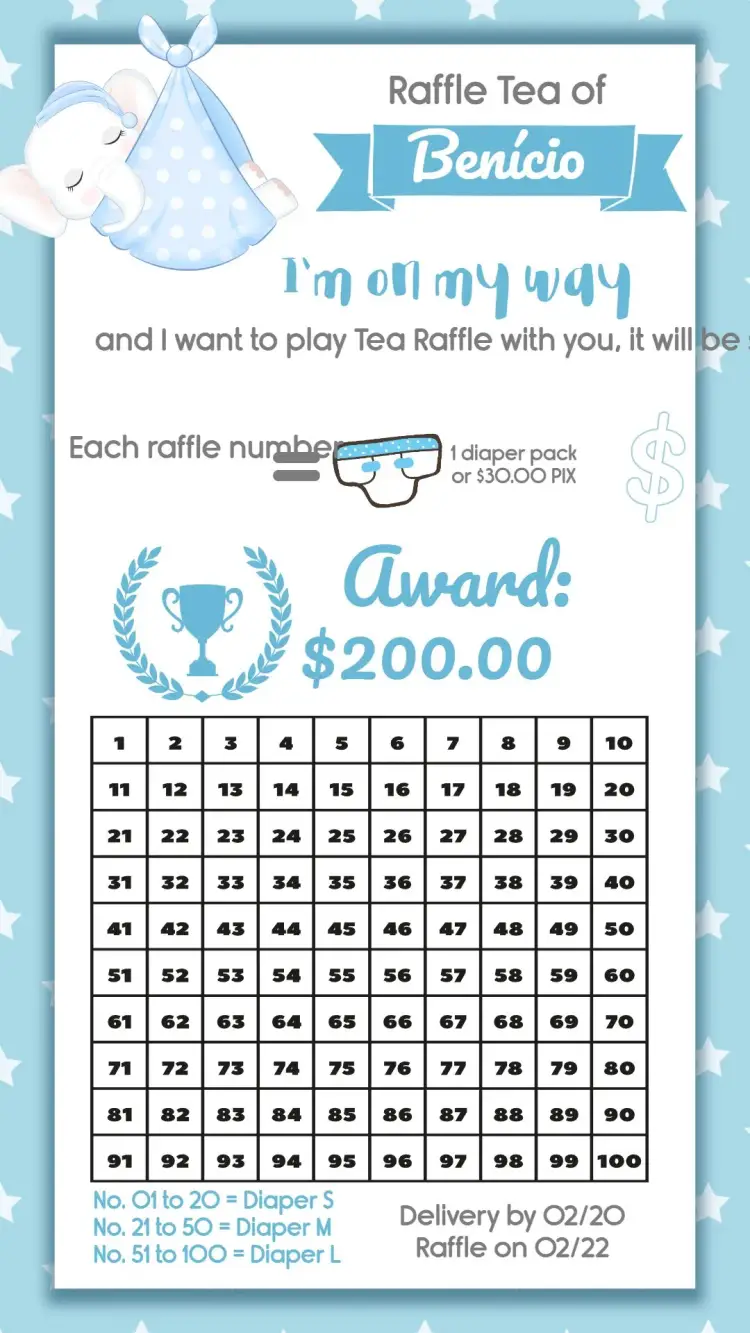 Elephant Diaper Raffle Tea invitation