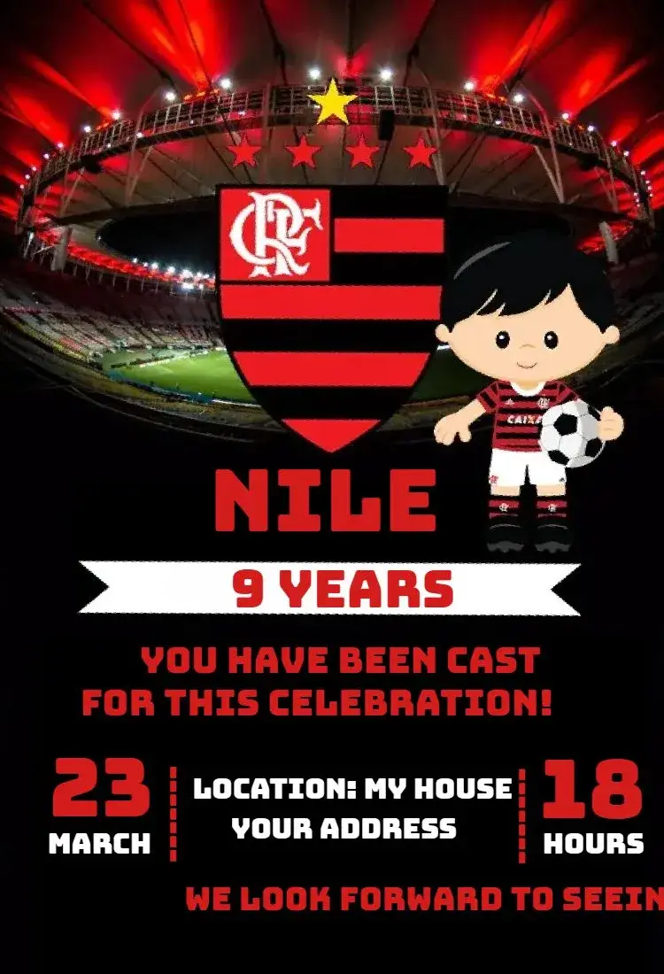 Invite flamengo 3 editable and customizable