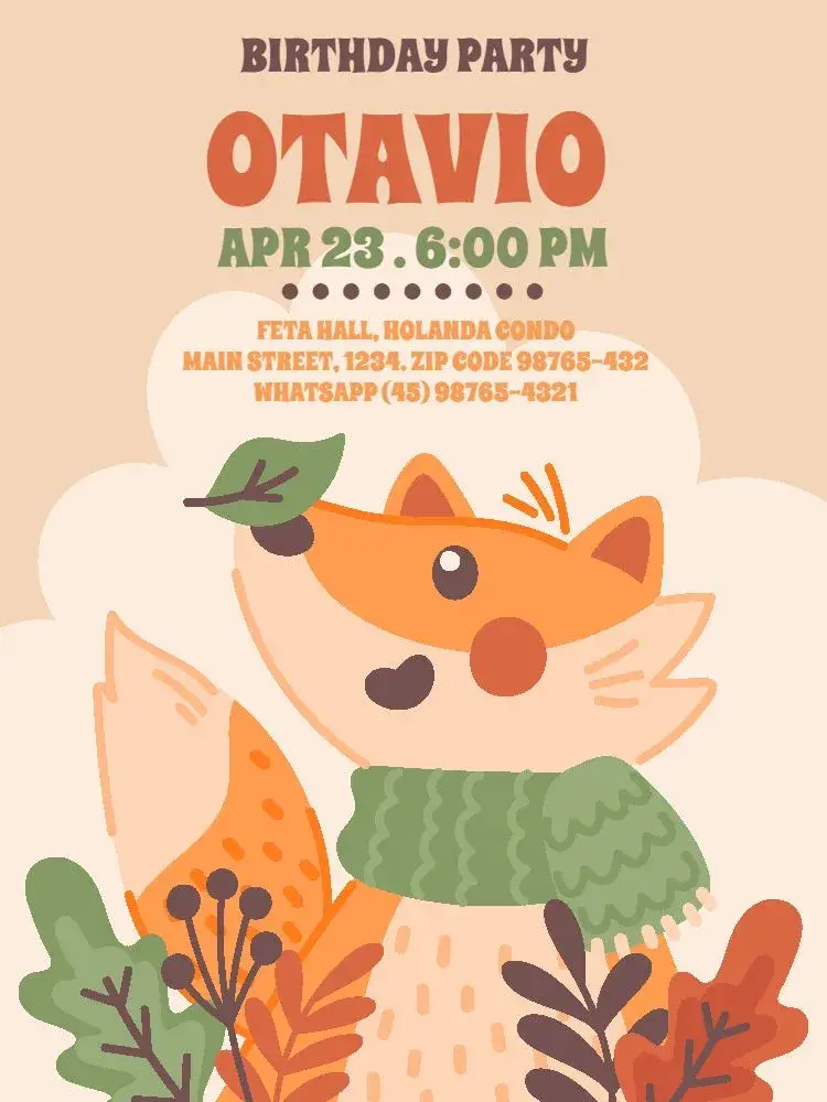 Light Orange Fox invitation