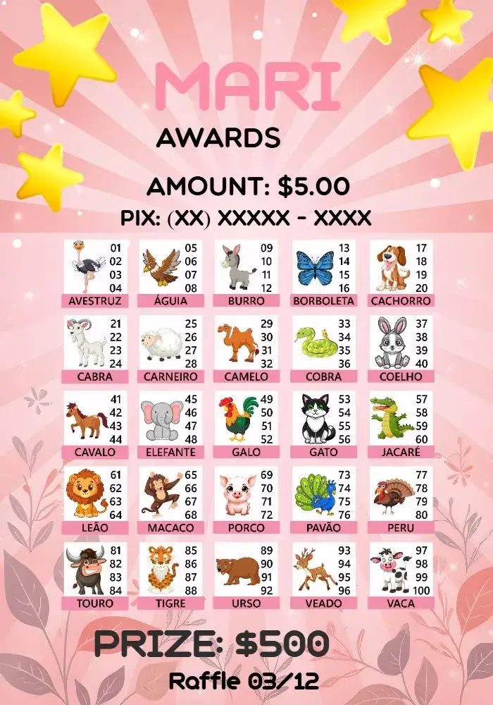 Invite Raffle Of Animal Star Prizes editable and customizable