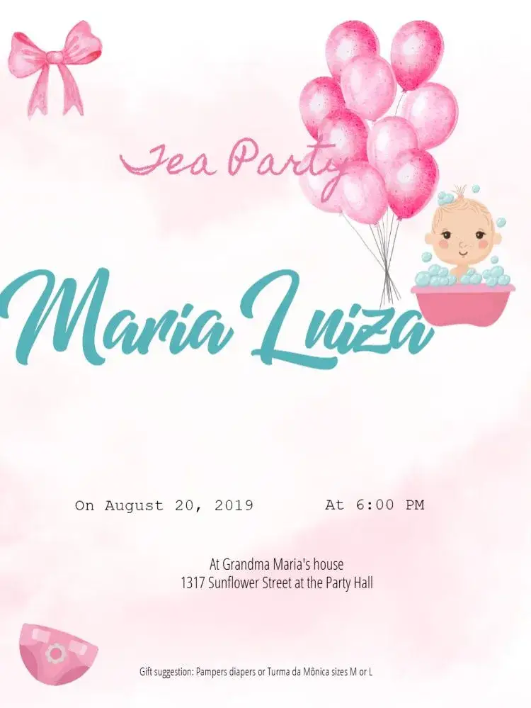 Invitation Shower Of Love Baby Shower – Diaper Shower theme delicate, cute, colorful, minimalist, childlike, romantic