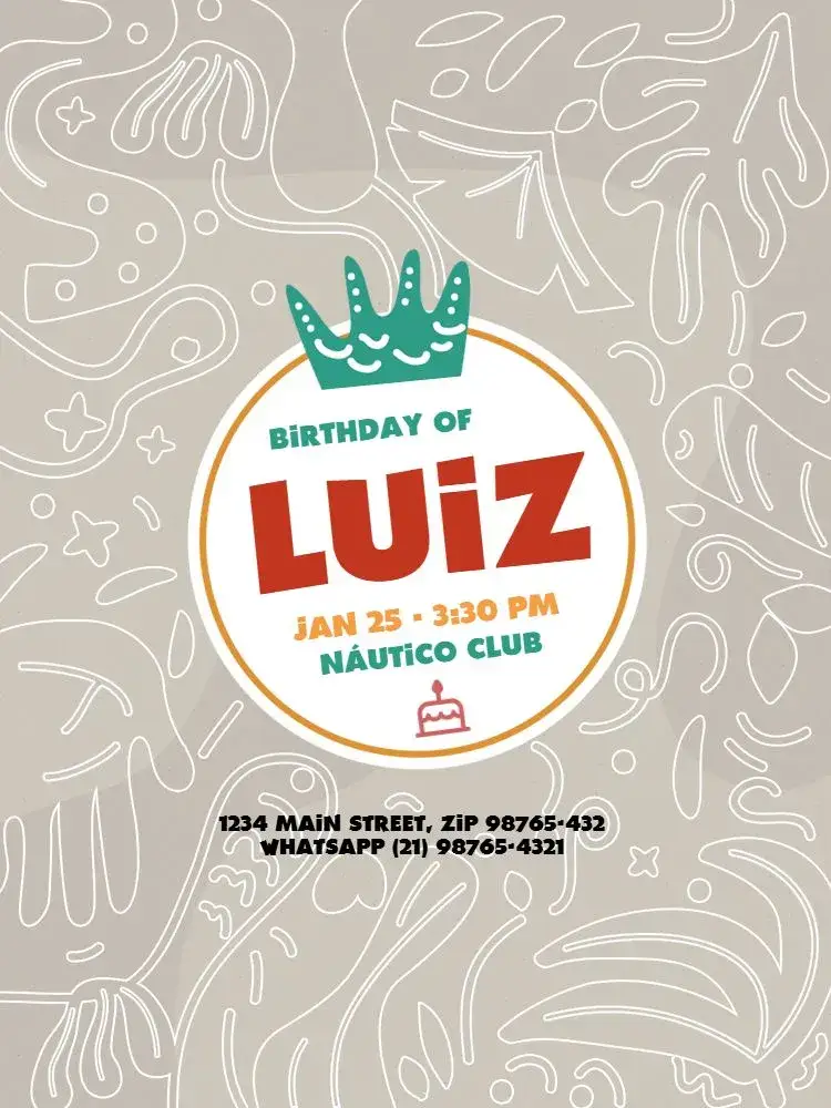 Invitation Fun Male Adult Meeting – Kids' Birthday Party theme fun, clear, beige, modern, youthful, stylish