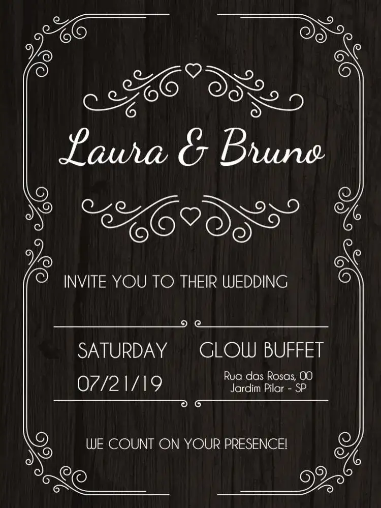 Invitation Rustic Custom Wedding – Wedding theme wooden, elegant, vintage, arabesque, delicate