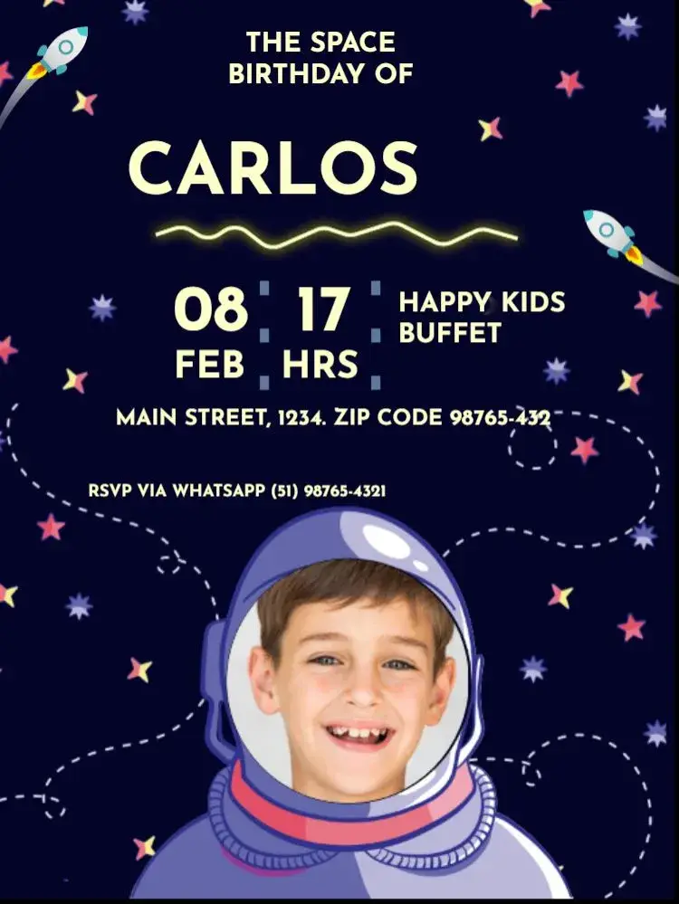 Infant Space Purple invitation